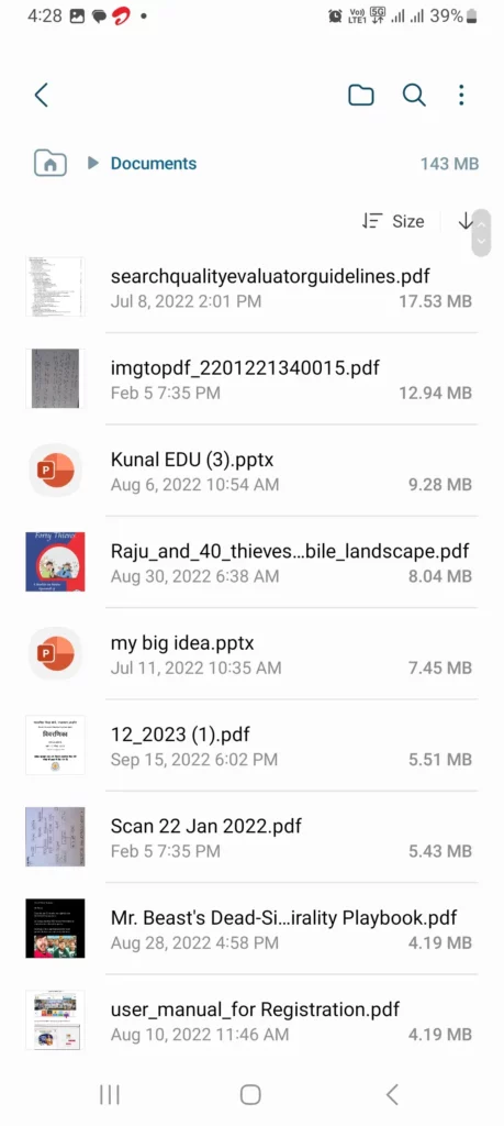 all the pdf documents listed at one place from the file manager