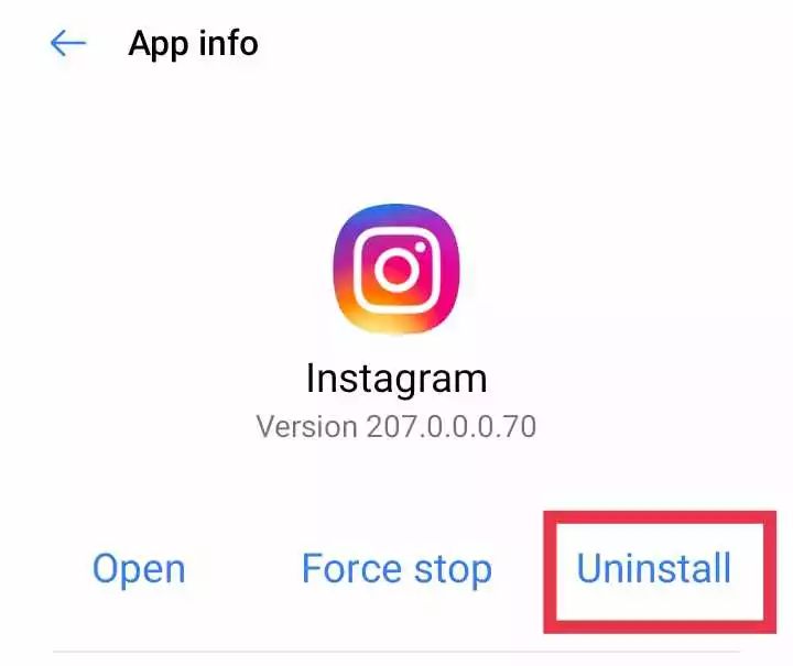 uninstall the app to fix instagram crash