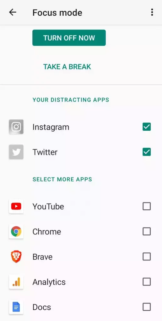 add distracting apps to focus list