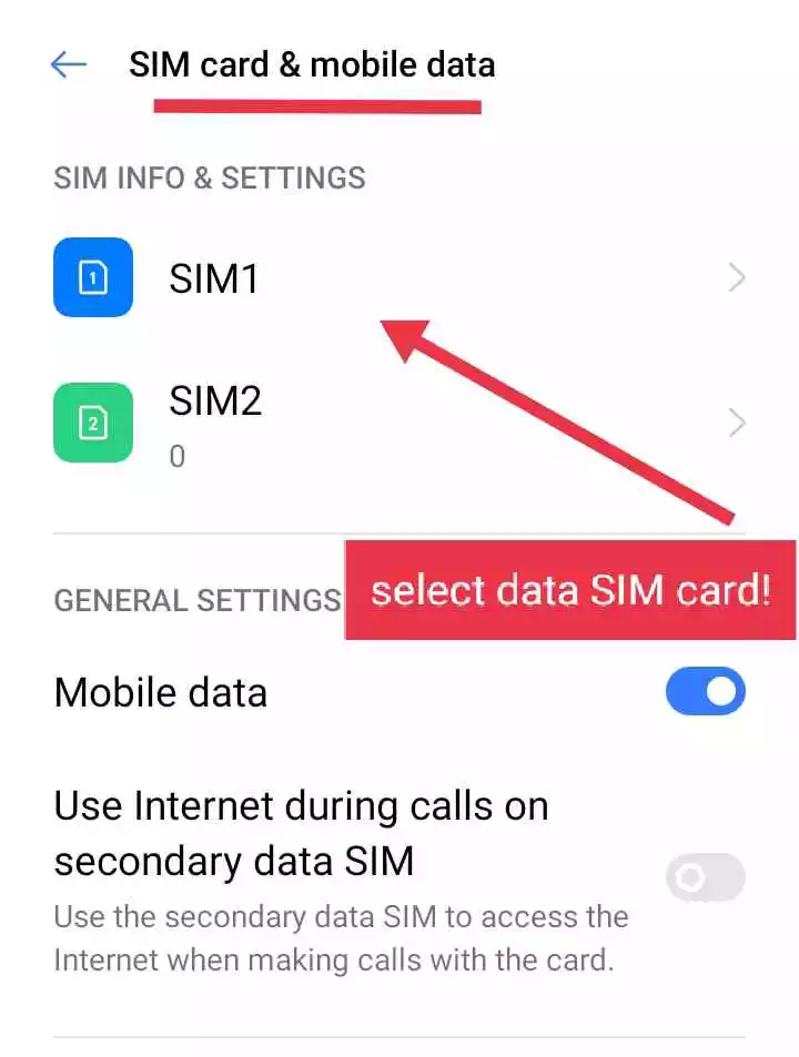 Select preferred mobile data sim card