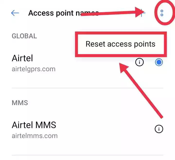 reset apn settings android