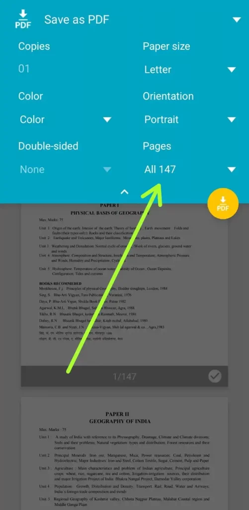 Saving pdf through the Pages tab from the print menu