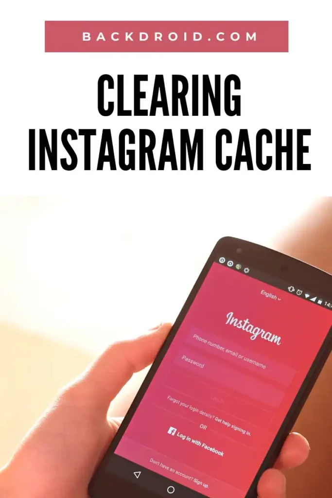 Instagram app running on a smartphone where the login window is opened with the hover test of clearing instagram cache