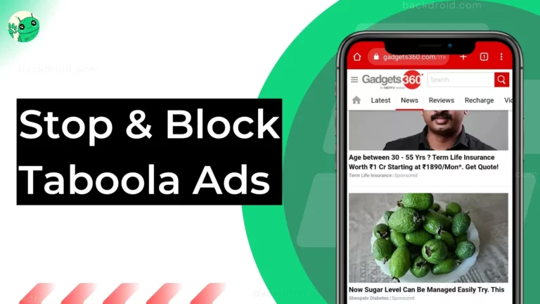 a phone on which taboola ads are showing with green background