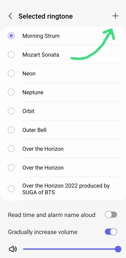 option to select a custom sound