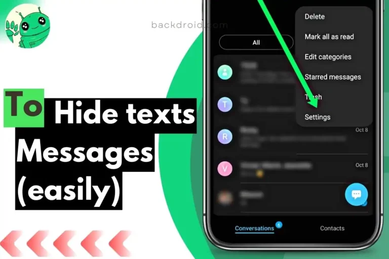 screenshot of hiding text messages and featured image for article