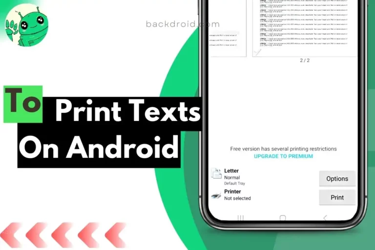 screenshot shows printing texts on android with overlay text on left side