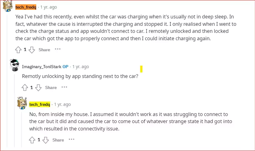 reddit users explainton why tesla app not connecting with some troubleshooting steps