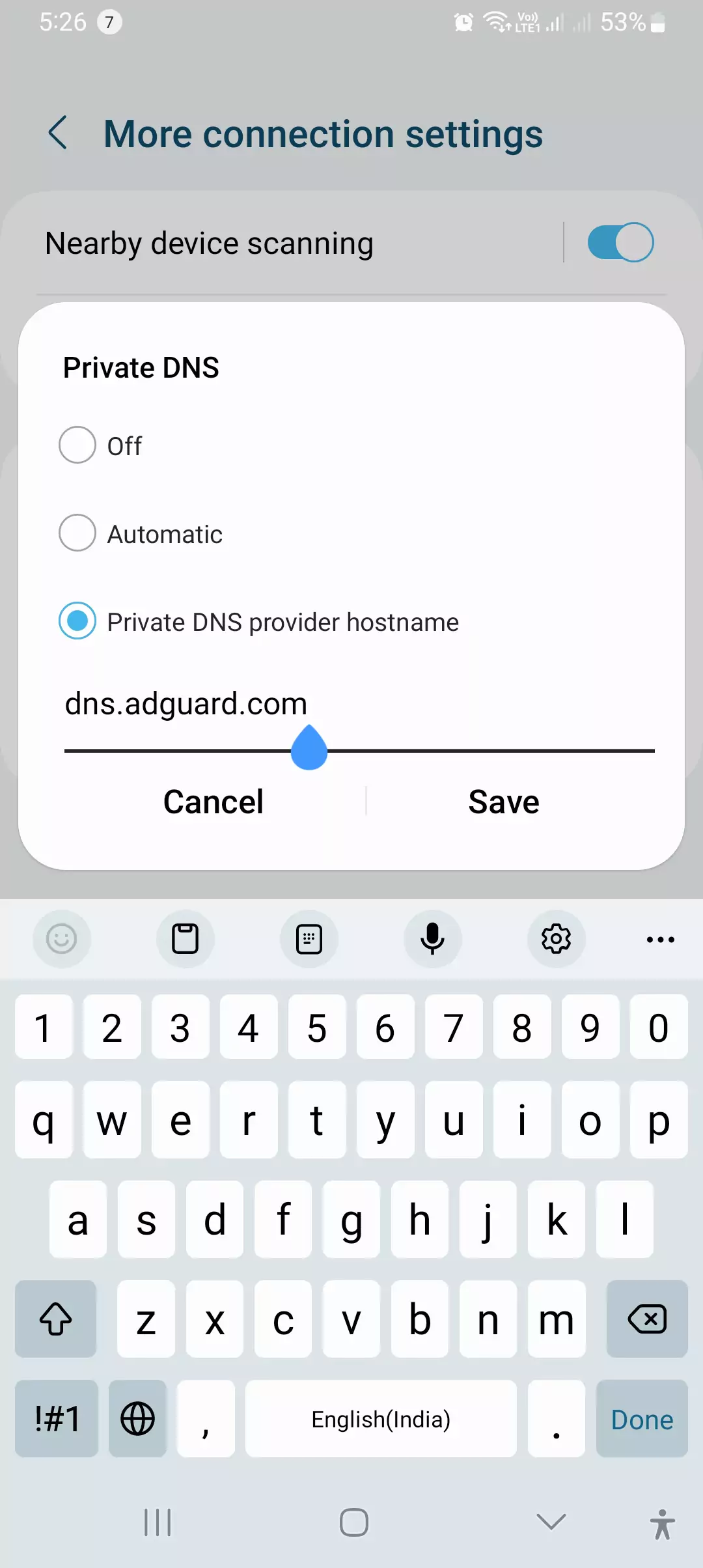 add the adgaurd dns into private dns